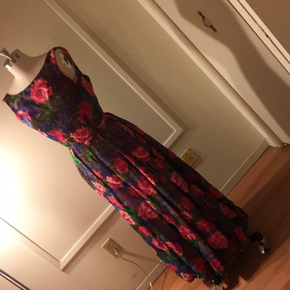 Homemade psychedelic 70s gown vintage dress sz4? - Picture 2 of 6